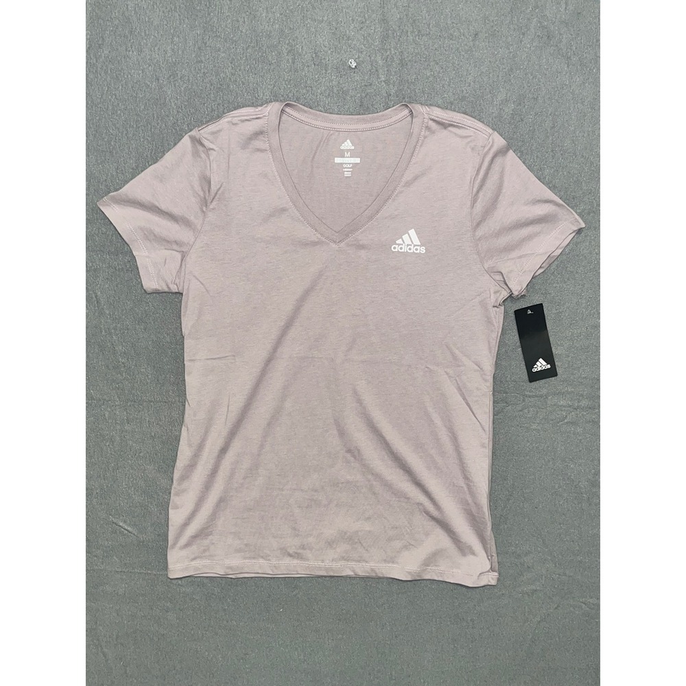Adidas Golf Womens V-Neck Short Sleeve T-Shirt Mauve Pink Size M NEW